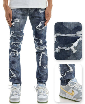 Faded Camo Patched Jeans- KNB3352